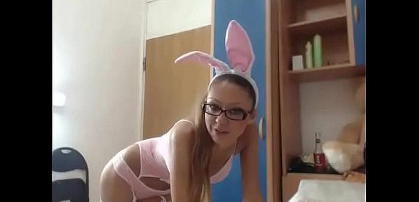  Hot bunny shows her boy